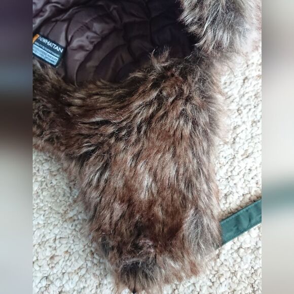 Newhattan Green and Brown ear flap faux fur Trapper Hat - Picture 4 of 12